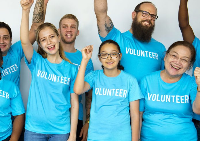 A group of volunteers together