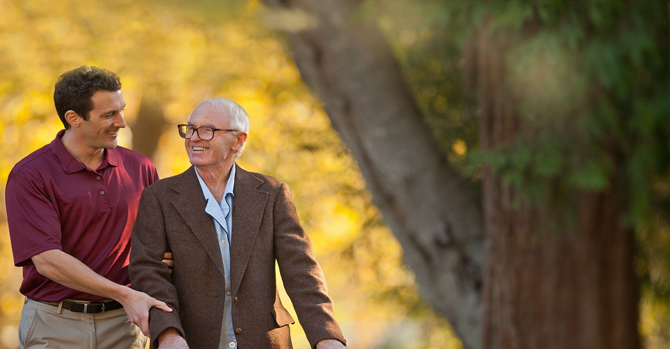 A man walking with his dad