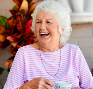 A lady drinking tea