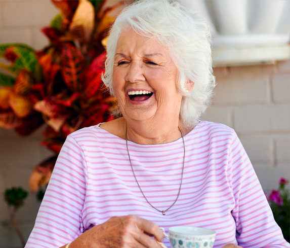 A lady drinking tea