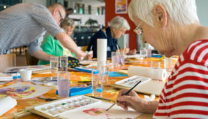 People enjoying arts and crafts