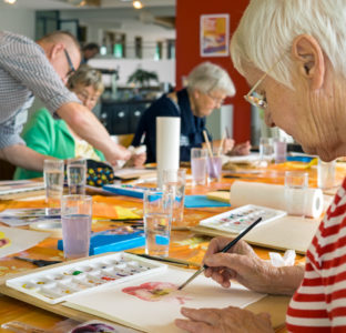 People enjoying arts and crafts